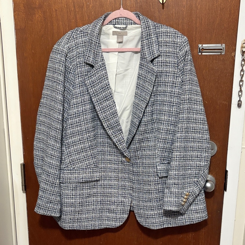 H&M Patterned Tweed Oversized Blazer